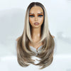 Synthetic Lace Front Wig for Black Women, Layered Straight, 24 in (61 cm) Ombre Brown T-Part, 6x4 Pre-Plucked Glueless Wear-and-Go