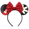 Mickey & Minnie Sequin Ear Headband with Bow – Disney-Inspired Hairband for Women & Kids, Party Cosplay
