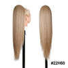 Long Ombre Blonde Synthetic Clip-In Braided Wavy Ponytail Hairpiece — Black to Brown Hair Extension