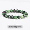 Natural Stone Beaded Bracelet 6/8/10mm — Obsidian Fluorite Quartz Jasper Stretch Yoga Bracelet for Women & Men