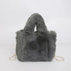 Faux Rabbit Fur Small Square Chain Shoulder Bag - Plush Crossbody Handbag for Autumn Winter