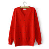 Plus Size V-Neck Knit Sweater – Loose Casual Long Sleeve Pullover for Autumn/Winter (1XL–4XL)
