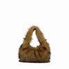 Hana Lau Women's Faux Fur Hobo Shoulder Bag – Soft Zipper Handbag, 27 cm x 14 cm (10.6 x 5.5 in)