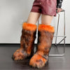 Women Over-the-Knee Faux Fur Snow Boots – Plush-Lined Slip-On Flat EVA Sole