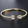 Geometric Gold-Color Cuff Bangle with Cubic Zirconia, Women's Fashion Bracelet for Party & Everyday