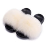 Real Fox Fur Slides for Women Luxury Furry Flat Slide Sandals