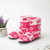 Women's Winter Faux Fur Slipper Boots — Fleece-Lined Elk & Snowflake Design, Non-Slip Indoor Home Shoes (25 cm / 9.8 in, EU 36-38 / US 5-7)