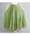 Cotton Linen Ankle-Length Maxi Skirt for Women, Y2K Harajuku Casual Streetwear, Shirred Waist