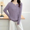 Plus Size Women's V-Neck Knitted Cardigan – Soft Casual Solid Sweater for Spring/Autumn