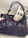 Real Mink Fur Shoulder Bag Luxury Women's Fur Crossbody Handbag