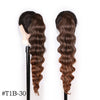 Long Ombre Blonde Synthetic Clip-In Braided Wavy Ponytail Hairpiece — Black to Brown Hair Extension
