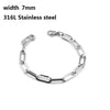 316L Stainless Steel Cuban Figaro Chain Bracelet, Unisex Vintage Punk K-Pop Link Bracelet