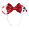 Sequin Snowflake Mouse Ear Headband with 5\" (12.7 cm) Bow – Kids & Adults Festival Party Cosplay Hairband