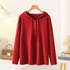 Plus Size 4XL Women’s Hooded Knit Sweater Pullover – Red Long Sleeve Casual