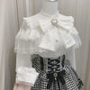 Kawaii Lolita Lace Patchwork Blouse - Harajuku Sweet Bow O‑Neck Summer Top