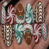 24-Pack Christmas Green Snowflake Press-On Nails with Rhinestones – Holiday False Nail Set for Women