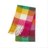 Women's Winter Thick Plaid Pashmina Scarf - Soft Polyester Shawl Wrap, 175+ cm (69+ in) Fuzzy Tassel