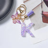 A-Z Sequined Initial Keychain with Purple Butterfly Tassel – Resin Letter Charm Keyring for Women & Girls, Backpack & Purse Accessory