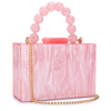 Acrylic Clear Small Square Clutch Bag – Chain Shoulder Evening Bag for Wedding & Party