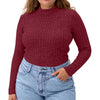 Plus Size Women's Knit Pullover Sweater - Semi High Neck Long Sleeve Casual Top (1XL–5XL)
