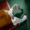 Cotton Cashew Flower Print Wide Soft Headband Bow Cross Ethnic Hair Hoop for Women