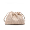 Large Capacity Woven Bucket Crossbody Shoulder Bag for Women PU Leather Messenger