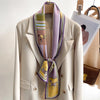 Women's Silk-Feel Printed Long Narrow Scarf 12 x 148 cm (4.7 x 58.3 in) - 50+ Colors | Headband & Shawl