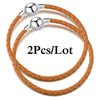 2-Pack Leather Chain Charm Bracelets with Beads – Handmade Couples Pulsera Jewelry (Unisex)