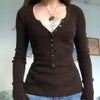 Women's Vintage Square Collar Knit Sweater - Loose Fit Long Sleeve Pullover