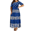 Women's Summer Puffed Sleeve Ankle-Length Printed Loose Casual Party Dress