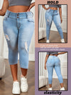 Plus-Size High-Waist Skinny Stretch Jeans - Washed Light Blue