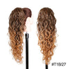 Long Ombre Blonde Synthetic Clip-In Braided Wavy Ponytail Hairpiece — Black to Brown Hair Extension