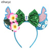 Disney Lilo & Stitch Mickey Mouse Ears Headband, Sequined 5-inch (12.7 cm) Bow Hairband for Women, Girls & Kids