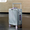 Front-Opening Polycarbonate Carry-On Spinner with Aluminum Frame, Laptop Compartment, USB Charging Port & Lock