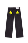 Harajuku Y2K White Wide-Leg Jeans for Women Five-Point Star Embroidery Gothic Mid-Waist Casual Trousers