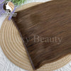 Double Injected Hole Weft Human Hair Extensions — Straight Twin-Tab Invisible Weft (Natural Black/Brown)