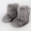 Women's Faux Fur Mid-Calf Snow Boots - Fluffy Plush Winter Warm Flat Outdoor Fashion Boots