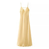Yellow V-Neck Sling Maxi Dress – Sleeveless Spaghetti Strap Loose Ankle-Length Summer Dress for Women
