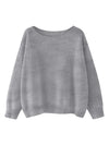 Plus Size Women's Long Sleeve Round Neck Sweater - Casual Solid Color Pullover