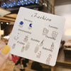 S925 Silver Needle Mini Stud Earrings Set for Women and Girls, Cute Geometric Fashion Jewelry Gift