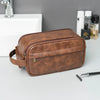 Men's PU Leather Toiletry Bag - Waterproof Travel Dopp Kit with Zipper, Portable Business Clutch
