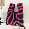 Handmade Knitted Knot Wrist Bag - Striped Mini Tote for Women, Large-Capacity Phone Bucket, Autumn Winter Casual
