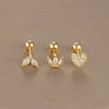 3-Pack 14K Gold-Plated Stainless Steel Crown Stud Earrings for Women with Crystal Zircon — Horse Eye Design