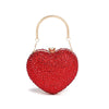 Heart Rhinestone Crystal Clutch - Diamond Inlay Mini Evening & Wedding Bag with Chain Strap