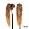 Long Ombre Blonde Synthetic Clip-In Braided Wavy Ponytail Hairpiece — Black to Brown Hair Extension