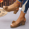 Women's Floral Cutout Mid Block Heel Sandals - Pointed Toe, Buckle Ankle Strap, Comfortable Latex Foam Insole