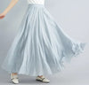 Cotton Linen Ankle-Length Maxi Skirt for Women, Y2K Harajuku Casual Streetwear, Shirred Waist