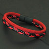 Men's Double-Layer Braided Leather Bracelet with Detachable Magnetic Buckle & Chain - Hiphop Street Armband