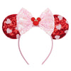 Disney Mickey Mouse Sequin Ears Headband with Bow - Halloween Party Cosplay Hairband for Women & Kids