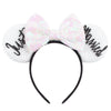 Sequin Snowflake Mouse Ear Headband with 5\" (12.7 cm) Bow – Kids & Adults Festival Party Cosplay Hairband